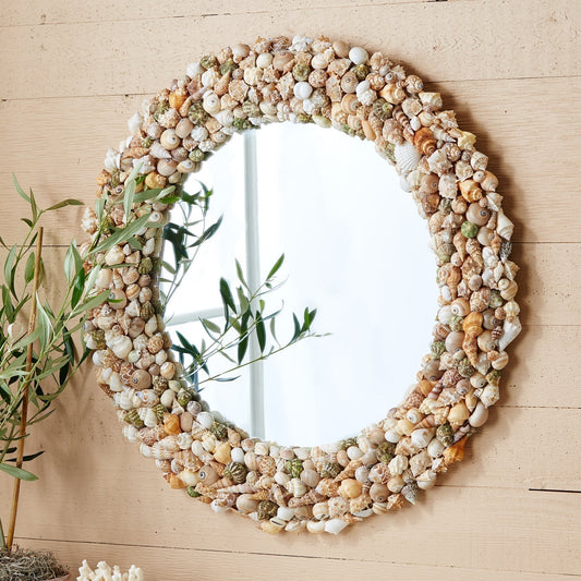 A round shell mirror. 