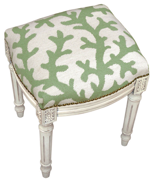 Coral Needlepoint Stool - Assorted Colors