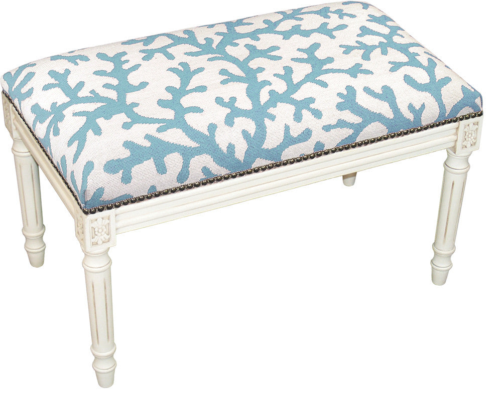 Coral Needlepoint Bench - Assorted Colors