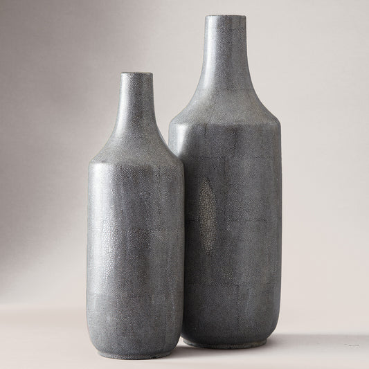 Grey Shagreen Vases - Set of 2