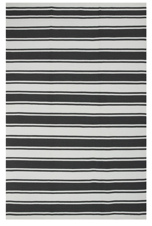 Lucky Indoor Outdoor Rug - Gray and White Stripe